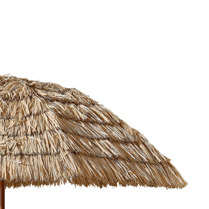 Close-up of a thatched umbrella on a white background