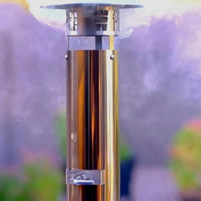 Metal stand with a blurred floral background