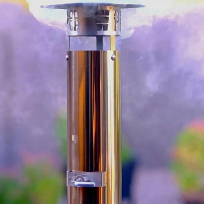Metal stand with a blurred floral background