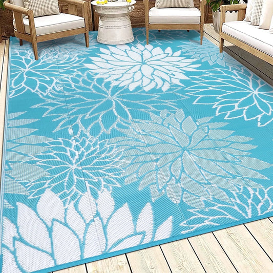 Outdoor Rugs for Patios 6'X9' Waterproof Patio Mat Plastic Straw Rug Reversible RV Camping Tent Rug outside Area Rug for RV, Patios,Deck, Beach,Balcony, Camping