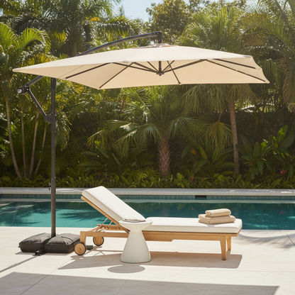 8x8 Square Cantilever Umbrella Poolside