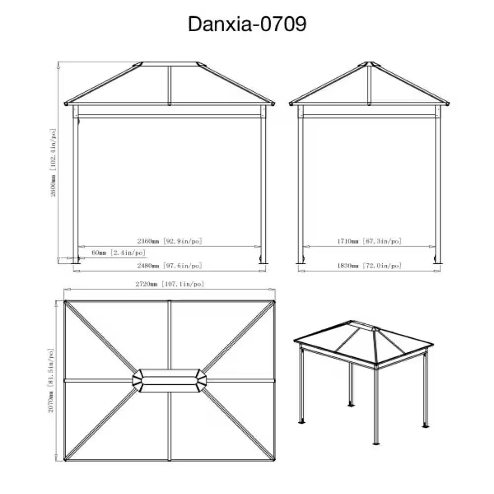 Danxia 7 Ft. X 9 Ft. Grey Cabana Steel Framed Gazebo