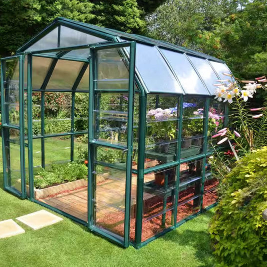 Grand Gardener 8 Ft. X 8 Ft. Green/Clear Polycarbonate DIY Greenhouse Kit