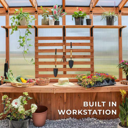 Poppy 11 Ft. W X 7 Ft. D X 8 Ft. H Cedar Wood and Polycarbonate Light Brown Walk-In Outdoor Greenhouse Kit