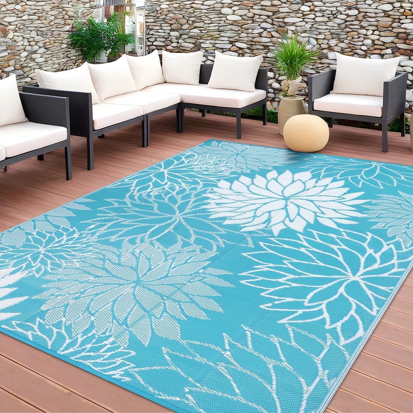 Outdoor Rugs for Patios 6'X9' Waterproof Patio Mat Plastic Straw Rug Reversible RV Camping Tent Rug outside Area Rug for RV, Patios,Deck, Beach,Balcony, Camping