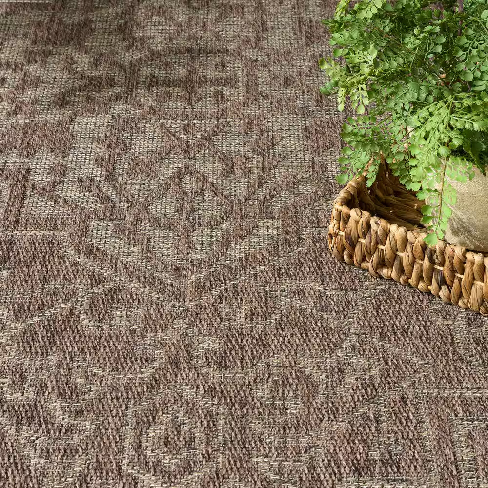 Tulum Brown 3 Ft. X 5 Ft. Center Medallion Contemporary Area Rug