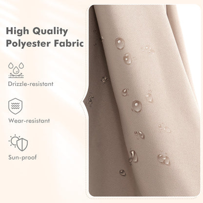 High quality polyester fabric with water droplets on a beige background