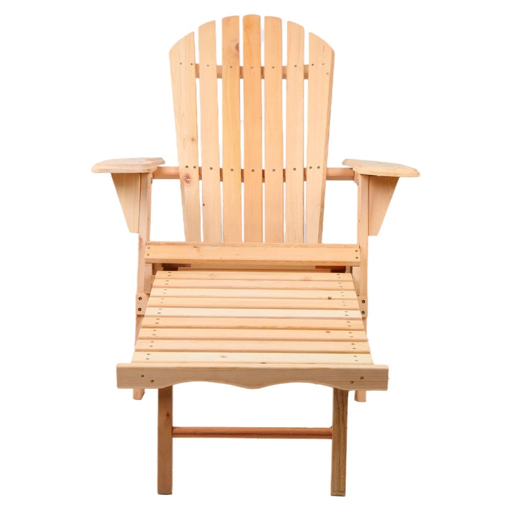 Wooden Adirondack chair on a white background