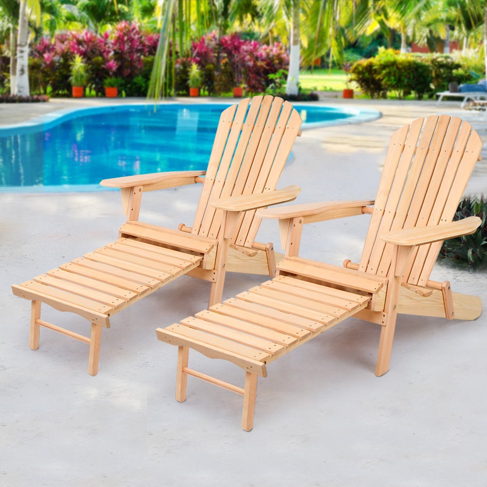 Adirondack Lounge Chair & Ottoman Set of 2 — Hemlock Wood