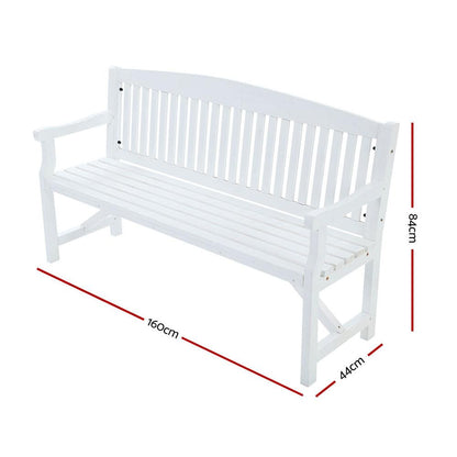 White bench with dimensions marked on a white background