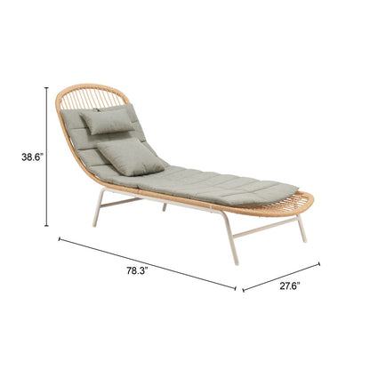 LOOMLAN Skim Outdoor Chaise Lounge | Olefin Fabric & Rattan | Multicolor