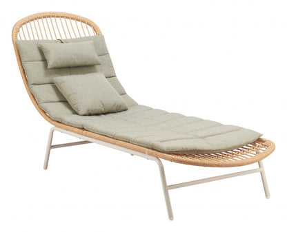 LOOMLAN Skim Outdoor Chaise Lounge | Olefin Fabric & Rattan | Multicolor