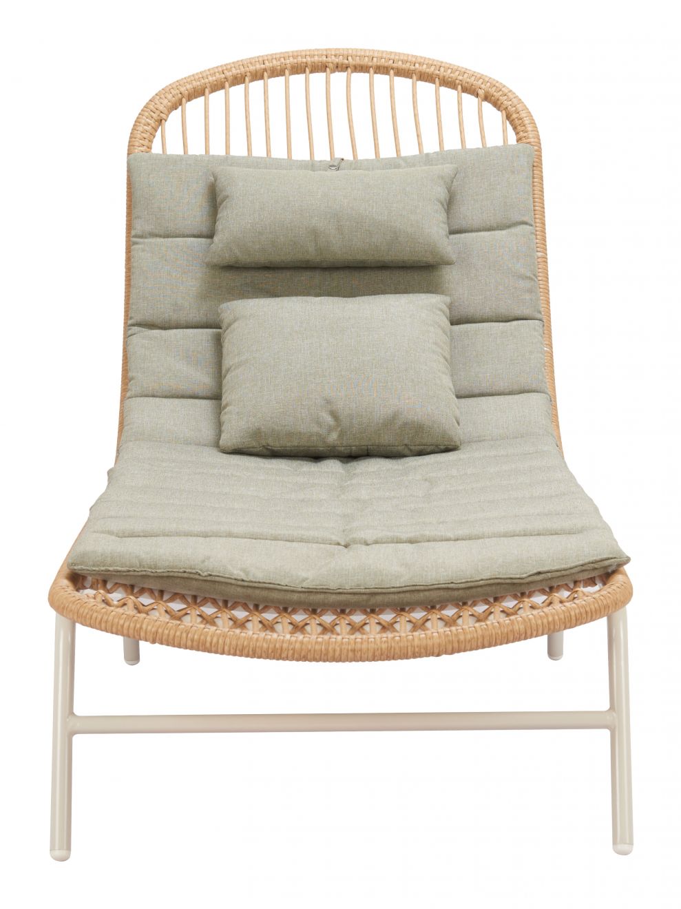 LOOMLAN Skim Outdoor Chaise Lounge | Olefin Fabric & Rattan | Multicolor