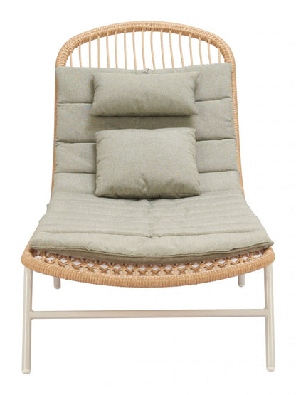 LOOMLAN Skim Outdoor Chaise Lounge | Olefin Fabric & Rattan | Multicolor