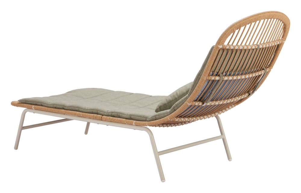 LOOMLAN Skim Outdoor Chaise Lounge | Olefin Fabric & Rattan | Multicolor
