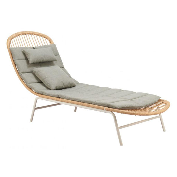 LOOMLAN Skim Outdoor Chaise Lounge | Olefin Fabric & Rattan | Multicolor