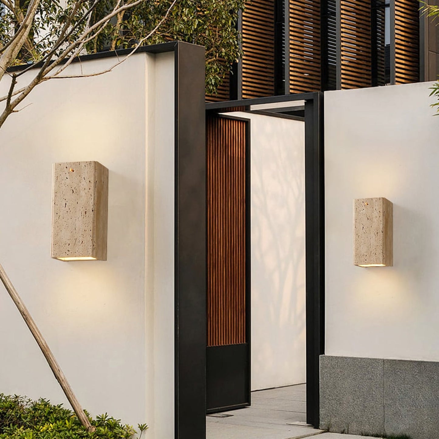 Travertine Outdoor Wall Sconce | Natural Stone | Waterproof | E27 | UL/CE/SAA Certified