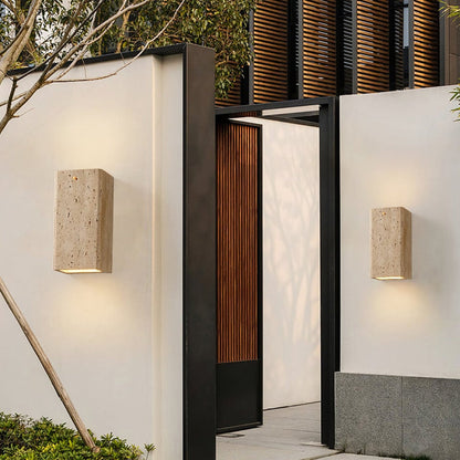 Travertine Outdoor Wall Sconce | Natural Stone | Waterproof | E27 | UL/CE/SAA Certified