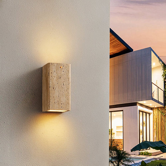 Travertine Outdoor Wall Sconce | Natural Stone | Waterproof | E27 | UL/CE/SAA Certified