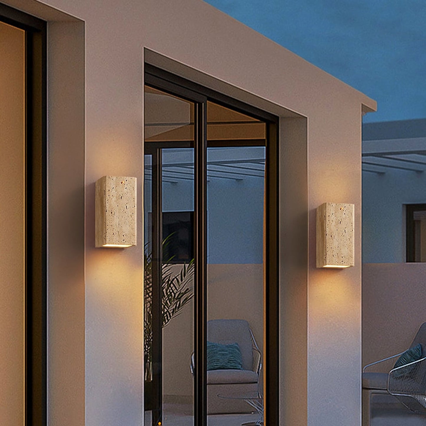 Travertine Outdoor Wall Sconce | Natural Stone | Waterproof | E27 | UL/CE/SAA Certified
