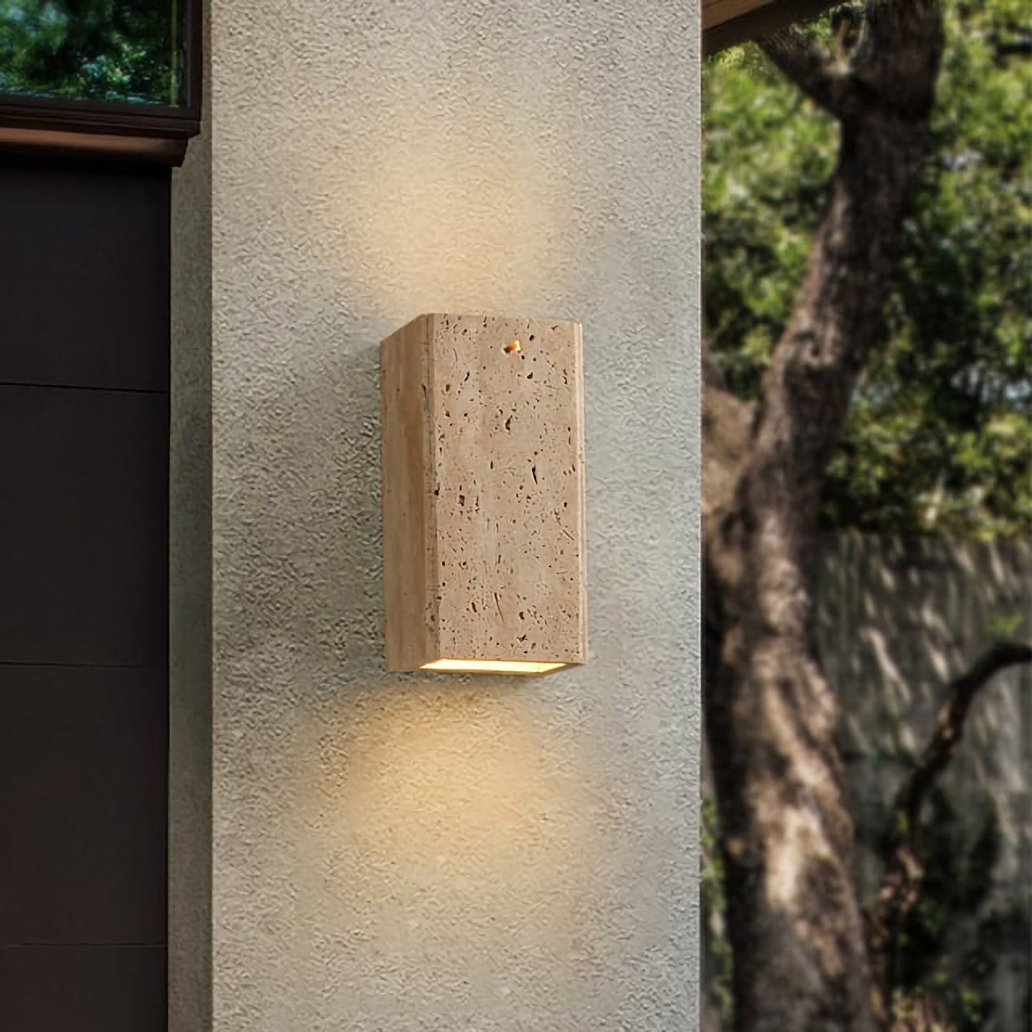 Travertine Outdoor Wall Sconce | Natural Stone | Waterproof | E27 | UL/CE/SAA Certified