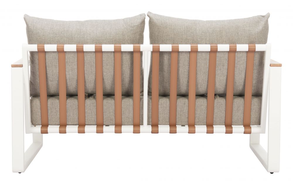 LOOMLAN Welt Outdoor Sofa | Olefin Fabric & Aluminum | Taupe & White
