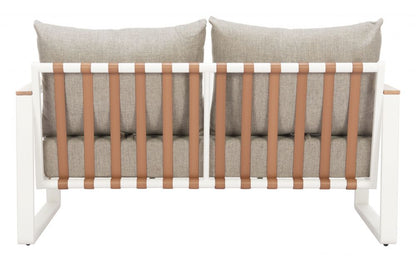 LOOMLAN Welt Outdoor Sofa | Olefin Fabric & Aluminum | Taupe & White