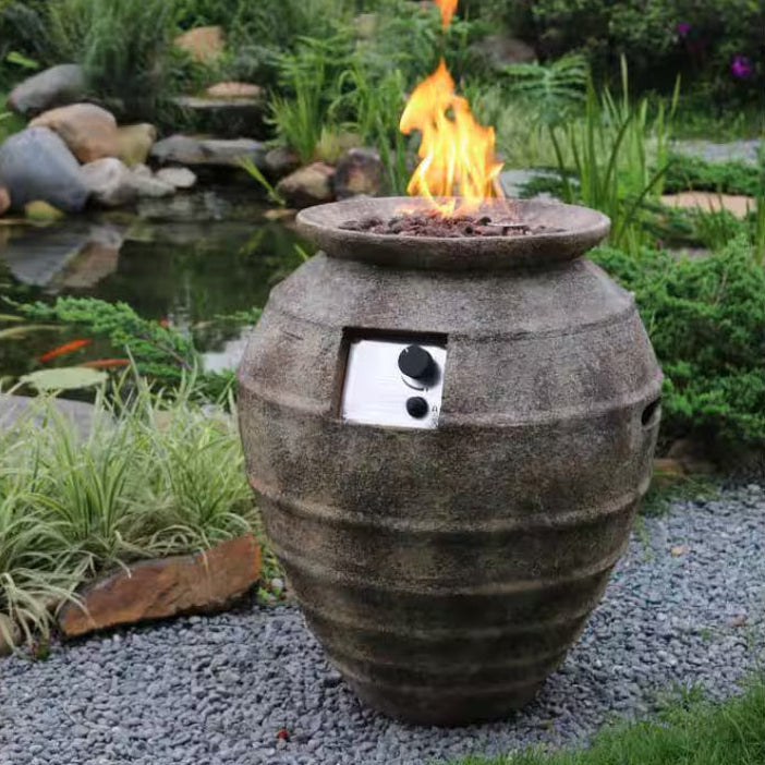 Pompeii 26 In. High Barrel Concrete Liquid Propane Fire Pit