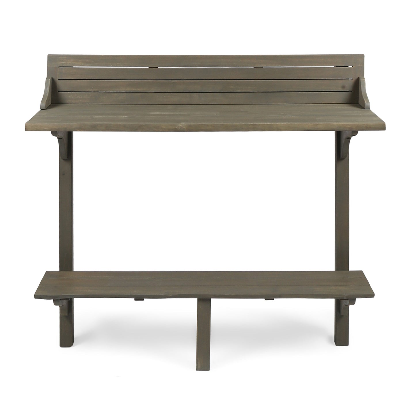 NIKKI CASA 3-Piece Outdoor Balcony Bar Set | Gray Acacia Wood | Table & 2 Stools | Seats 2