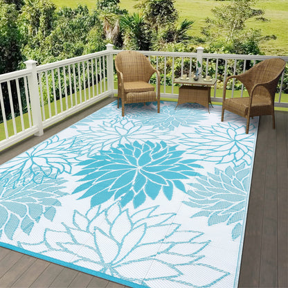 Outdoor Rugs for Patios 6'X9' Waterproof Patio Mat Plastic Straw Rug Reversible RV Camping Tent Rug outside Area Rug for RV, Patios,Deck, Beach,Balcony, Camping