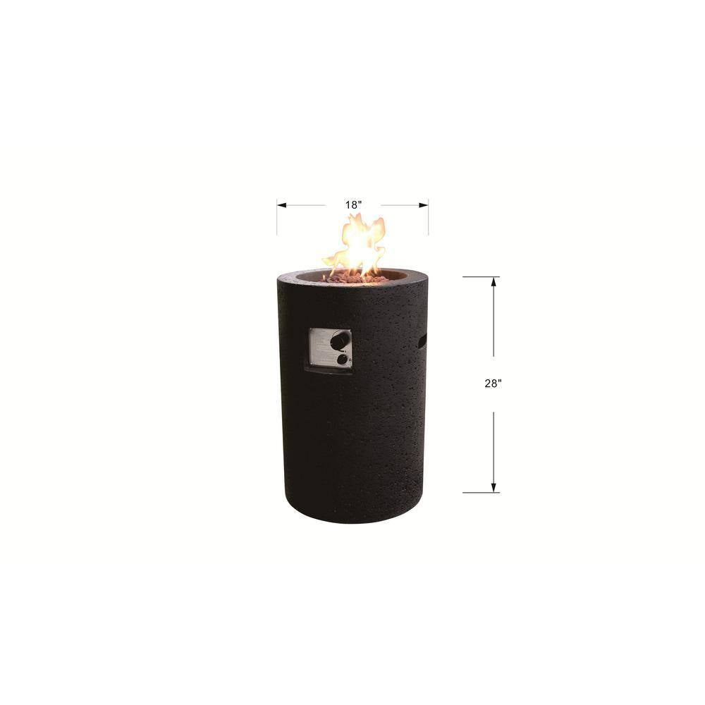 Lava Tube 27.8 In. High round Concrete Liquid Propane Fire Pit
