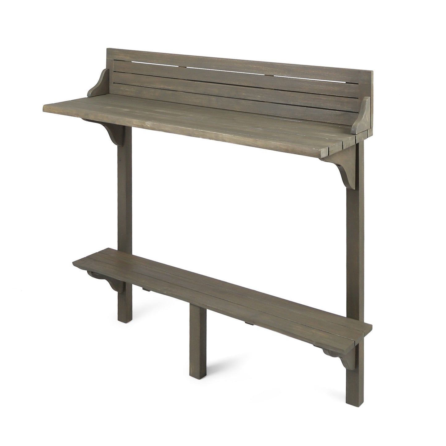 NIKKI CASA 3-Piece Outdoor Balcony Bar Set | Gray Acacia Wood | Table & 2 Stools | Seats 2