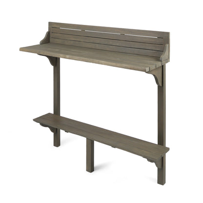 NIKKI CASA 3-Piece Outdoor Balcony Bar Set | Gray Acacia Wood | Table & 2 Stools | Seats 2