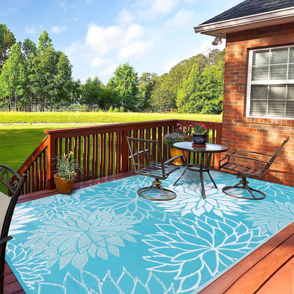Outdoor Rugs for Patios 6'X9' Waterproof Patio Mat Plastic Straw Rug Reversible RV Camping Tent Rug outside Area Rug for RV, Patios,Deck, Beach,Balcony, Camping