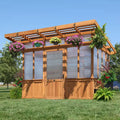 Backyard Discovery Poppy Cedar Wood & Polycarbonate Walk-In Greenhouse Kit with PowerPort — 11' x 7'