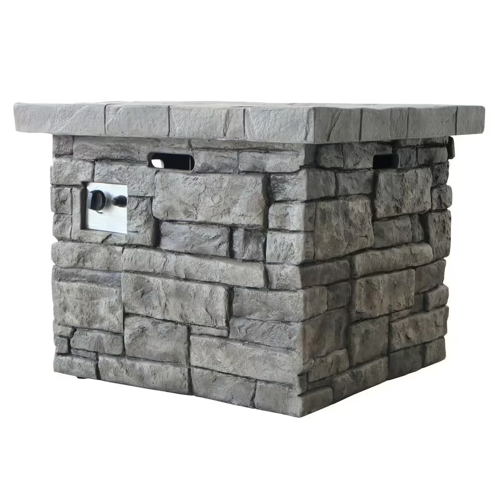 Xiomara 30 In. X 24 In. Square MGO Propane Outdoor Patio Fire Pit in Grey