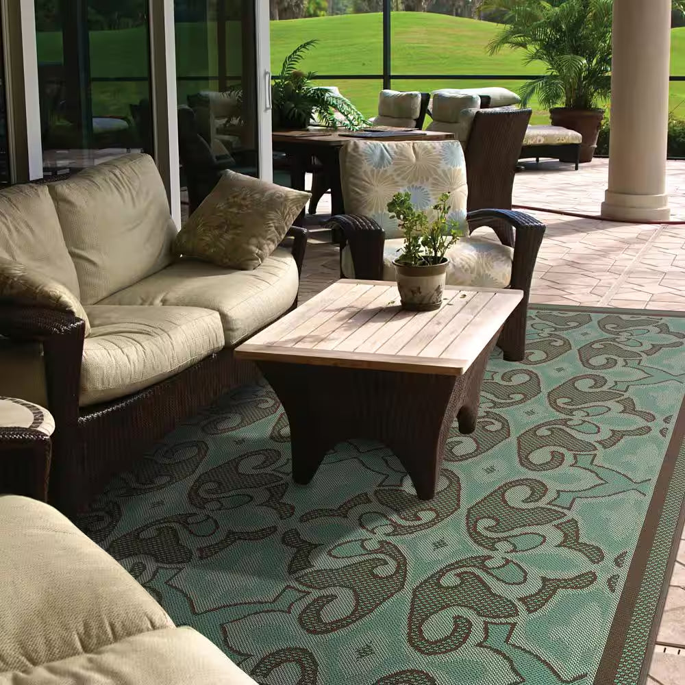 Monterrey Blue 7 Ft. X 10 Ft. Indoor/Outdoor Patio Area Rug