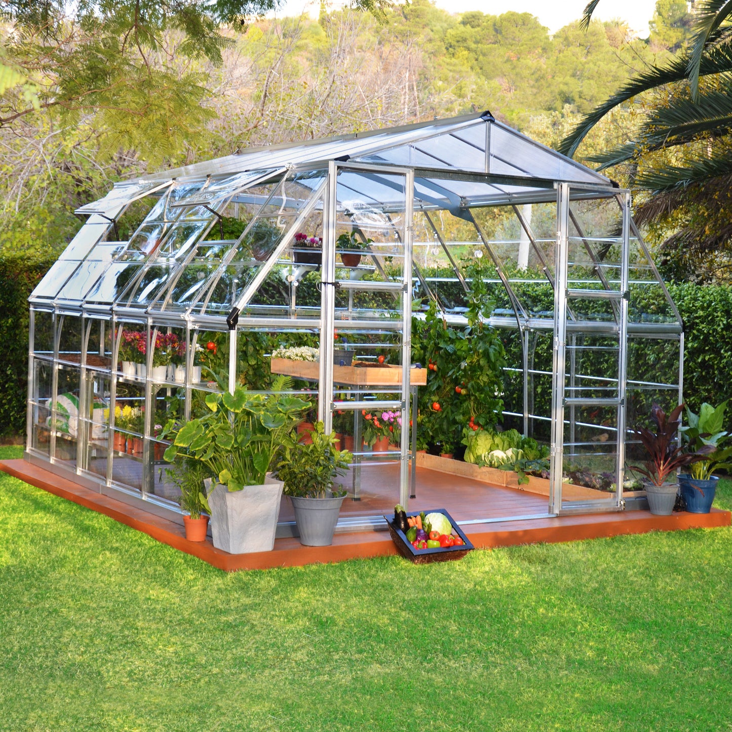 Palram Canopia Americana 12 Ft. X 12 Ft. Greenhouse Kit with Premium Accessory Pack