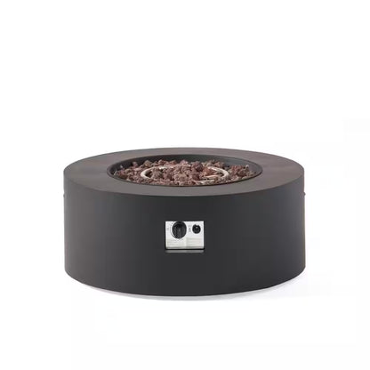 32 In. W X 13.5 In. H Iron Propane Gas Burning round Outdoor Patio Fire Pit in Dark Grey