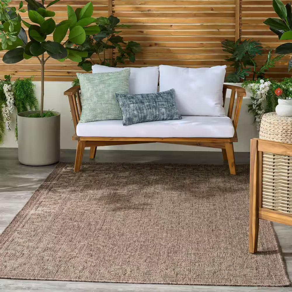 Tulum Brown 5 Ft. X 7 Ft. Center Medallion Contemporary Area Rug