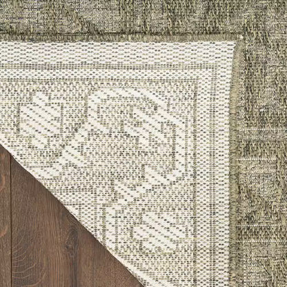 Tulum Olive 2 Ft. X 6 Ft. Center Medallion Contemporary Runner Area Rug