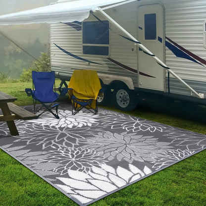 Outdoor Rugs for Patios Clearance 9'X12' Waterproof Patio Mat Plastic Straw Rug Reversible RV Camping Tent Rug outside Area Rug for RV, Patios,Deck, Beach,Balcony, Camping