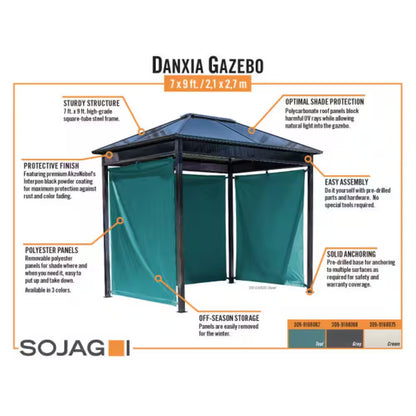 Danxia 7 Ft. X 9 Ft. Grey Cabana Steel Framed Gazebo