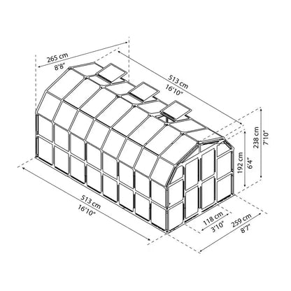 Grand Gardener 8 Ft. X 16 Ft. Green/Clear Polycarbonate DIY Greenhouse Kit
