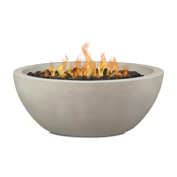 Pompton 42" Round Concrete Composite Propane Fire Pit – Fog Finish with Vinyl Cover