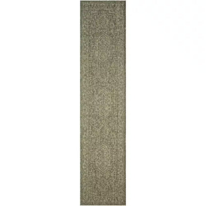 Tulum Olive 2 Ft. X 6 Ft. Center Medallion Contemporary Runner Area Rug