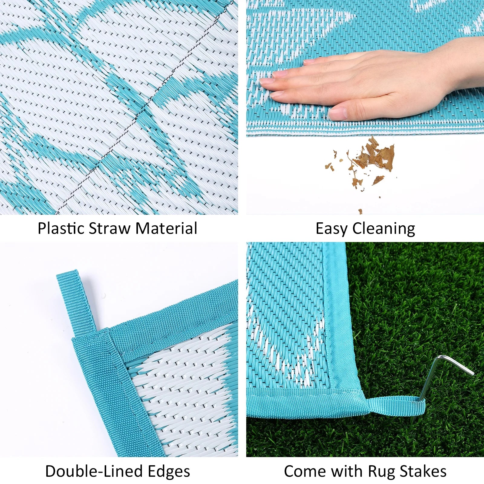 Outdoor Rugs for Patios 6'X9' Waterproof Patio Mat Plastic Straw Rug Reversible RV Camping Tent Rug outside Area Rug for RV, Patios,Deck, Beach,Balcony, Camping