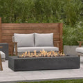 Brookhurst 72'' x 12'' GFRC Propane Fire Pit Table | H-Burner | Carbon | Lava Rocks