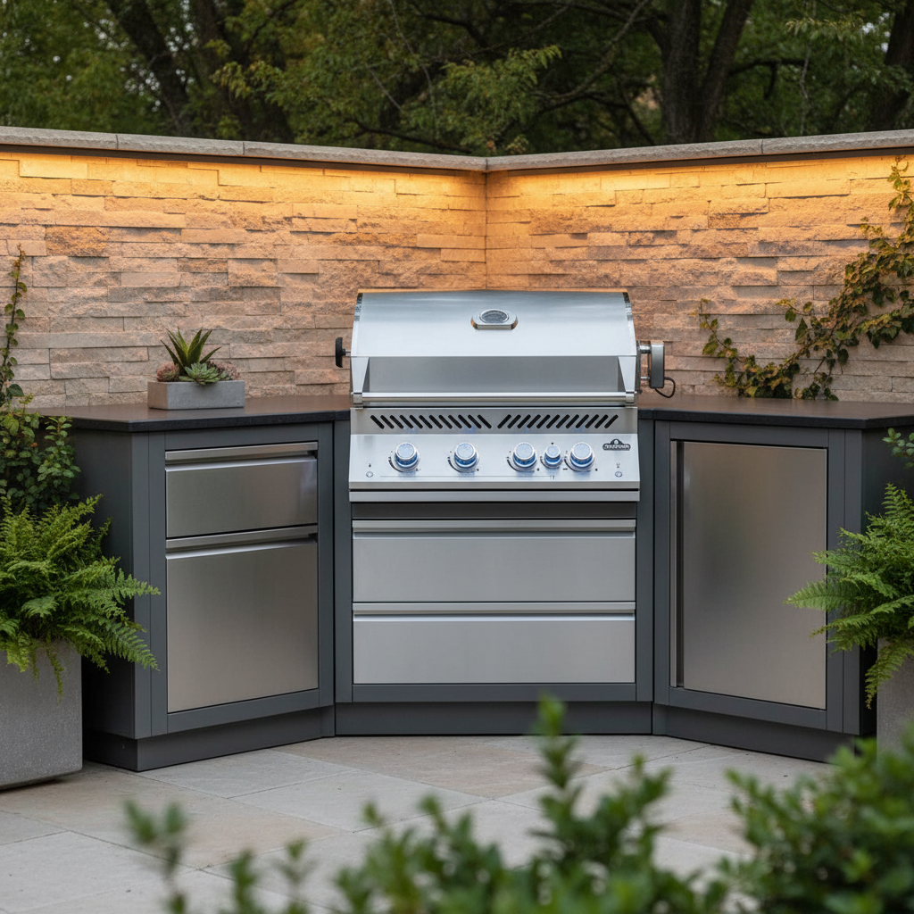 Corner Outdoor Kitchen Island - Close Up
