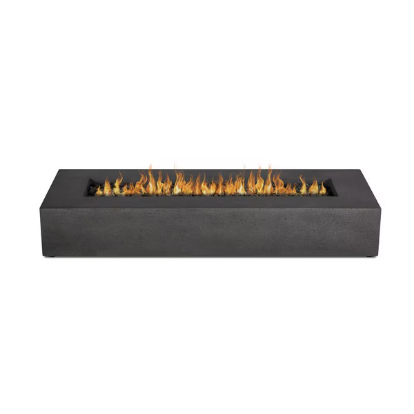 Brookhurst 72'' x 12'' GFRC Propane Fire Pit Table | H-Burner | Carbon | Lava Rocks